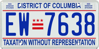 DC license plate EW7638
