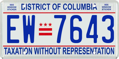 DC license plate EW7643