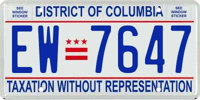 DC license plate EW7647
