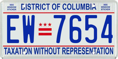 DC license plate EW7654