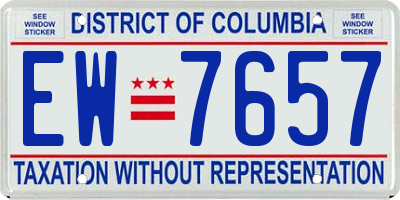 DC license plate EW7657