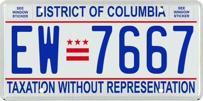 DC license plate EW7667
