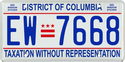 DC license plate EW7668
