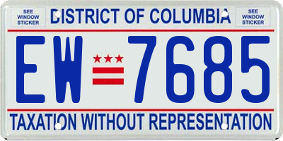 DC license plate EW7685