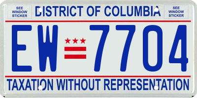 DC license plate EW7704