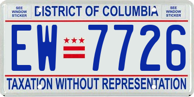 DC license plate EW7726