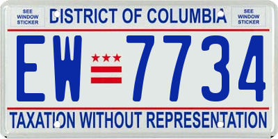 DC license plate EW7734