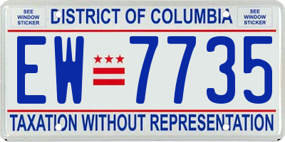 DC license plate EW7735
