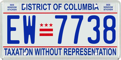 DC license plate EW7738