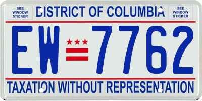 DC license plate EW7762