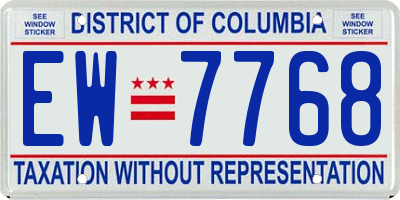 DC license plate EW7768