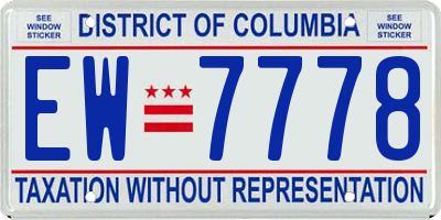 DC license plate EW7778