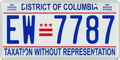 DC license plate EW7787