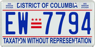 DC license plate EW7794