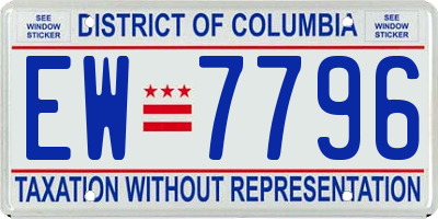 DC license plate EW7796