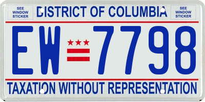 DC license plate EW7798