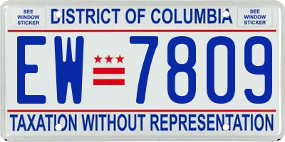 DC license plate EW7809