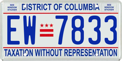 DC license plate EW7833