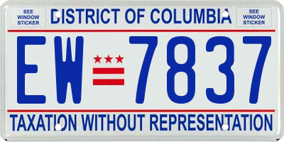 DC license plate EW7837