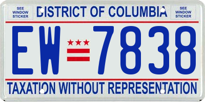 DC license plate EW7838