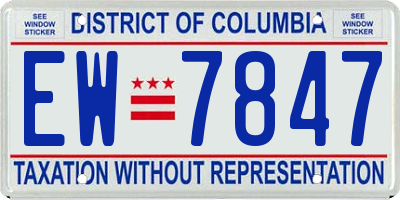 DC license plate EW7847