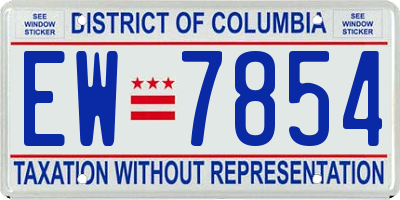 DC license plate EW7854