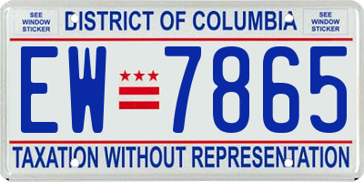 DC license plate EW7865