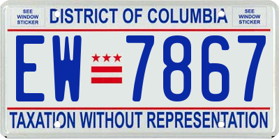 DC license plate EW7867