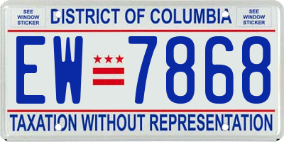 DC license plate EW7868