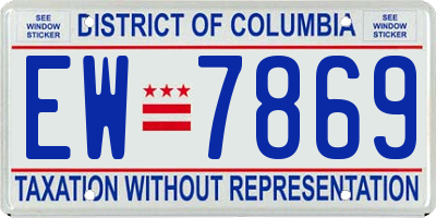 DC license plate EW7869