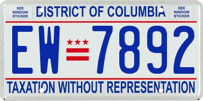 DC license plate EW7892