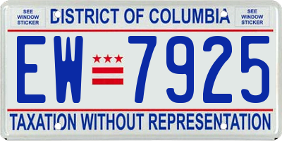 DC license plate EW7925