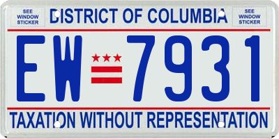 DC license plate EW7931