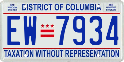 DC license plate EW7934