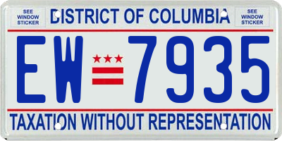 DC license plate EW7935