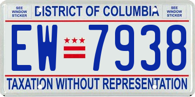 DC license plate EW7938