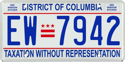 DC license plate EW7942