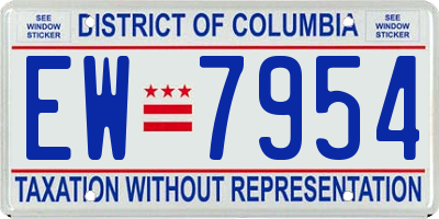 DC license plate EW7954