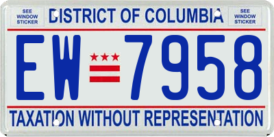 DC license plate EW7958