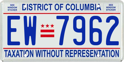 DC license plate EW7962