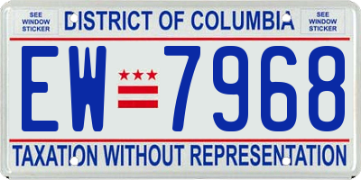 DC license plate EW7968