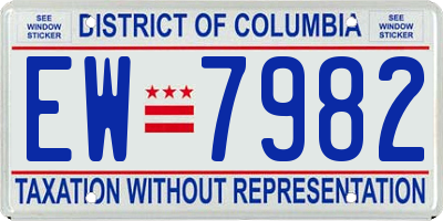 DC license plate EW7982