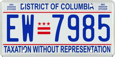DC license plate EW7985