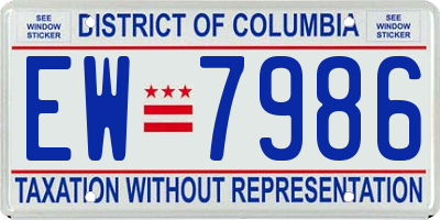 DC license plate EW7986