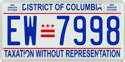 DC license plate EW7998