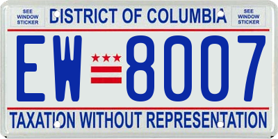 DC license plate EW8007