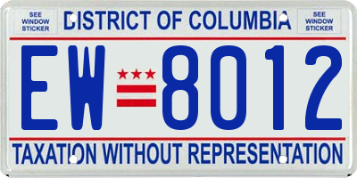 DC license plate EW8012