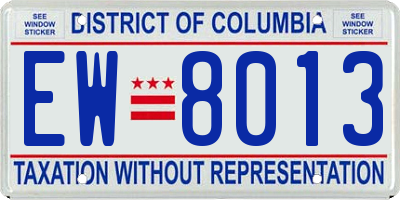 DC license plate EW8013