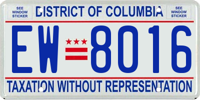 DC license plate EW8016
