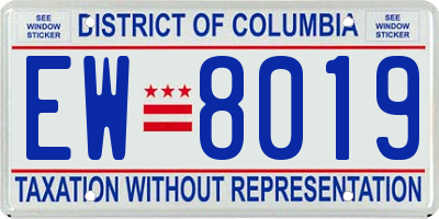 DC license plate EW8019